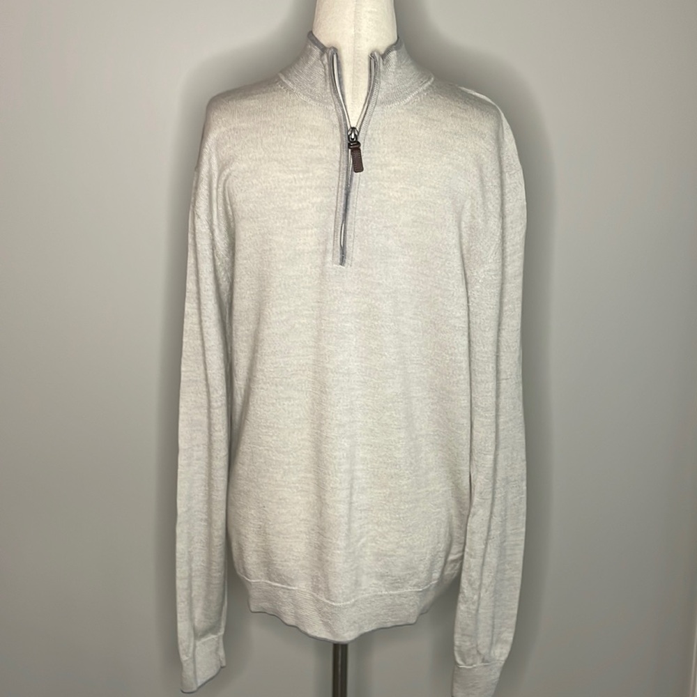 HART SCHAFFNER MARX mens 1/4 zip merino wool sweater
